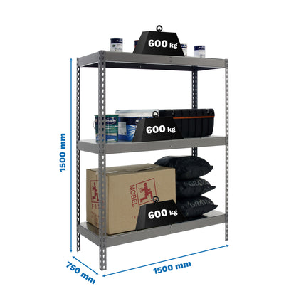 Estantería industrial Simonrack Simonforte fondo 750 mm, anchos 1500 y 2100 mm
