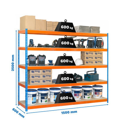 Estantería industrial Simonrack Simonforte fondo 600 mm, ancho 1500 mm