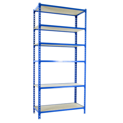 Estantería con baldas de madera Simonrack Maderclick PLUS Azul + Madera 2500 x 1000 x 500 mm · 6 estantes