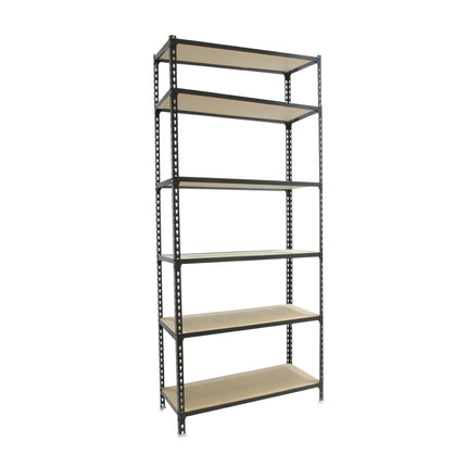 Estantería con baldas de madera Simonrack Maderclick Megaplus Antracita + Madera 2500 x 1200 x 500 mm · 6 estantes
