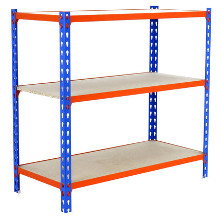 Estantería con baldas de madera Simonrack Maderclick PLUS Azul + Naranja + Madera 900 x 1000 x 500 mm · 3 estantes