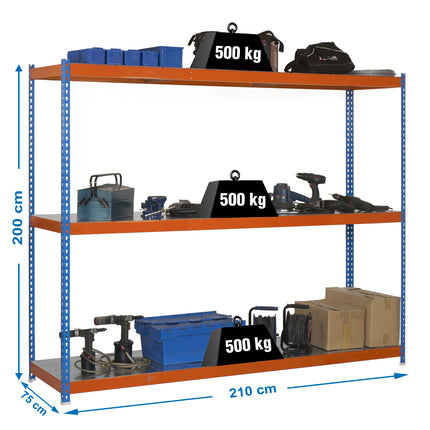 Estantería industrial Simonrack Simonforte fondo 750 mm, anchos 1500 y 2100 mm