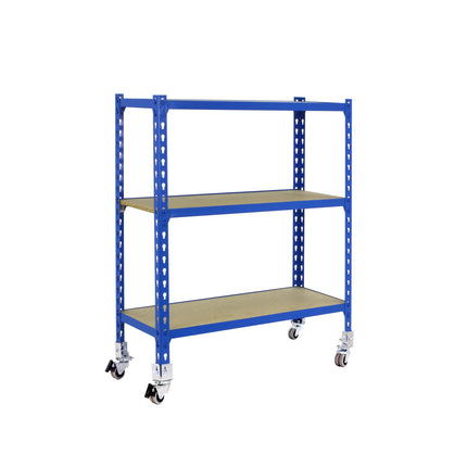 Estantería con baldas de madera Simonrack Maderclick Mobile MINI Azul + Madera 975 x 800 x 300 mm · 3 estantes