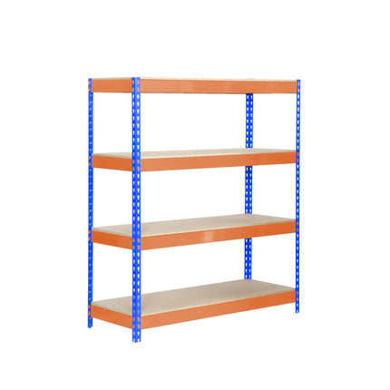 Estantería industrial Simonrack Bricoforte 1204-4 Chipboard Azul + Naranja + Madera