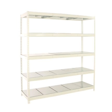 Estantería industrial Simonrack Simonforte fondo 750 mm, anchos 1200, 1800 y 2400 mm Blanco + Galvanizado 2000 x 2400 x 750 mm 5 estantes