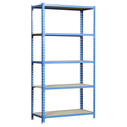 Estantería con baldas de madera Simonrack Maderclick PLUS Azul + Madera 2000 x 1000 x 500 mm · 5 estantes