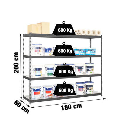 Estantería industrial Simonrack Simonforte fondo 600 mm, anchos 1200 y 1800 mm