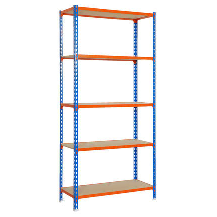 Estantería con baldas de madera Simonrack Maderclick MINI Azul + Naranja + Madera 1800 x 800 x 400 mm · 5 estantes