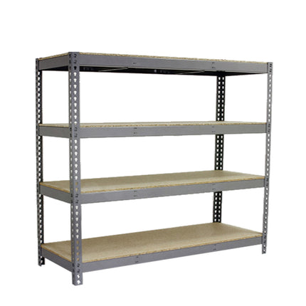 Estantería industrial Simonrack Simonforte fondo 450 mm, anchos 1200, 1800 y 2400 mm Gris + Madera 2000 x 2400 x 450 mm 4 estantes