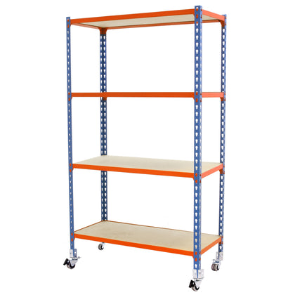 Estantería con baldas de madera Simonrack Maderclick Mobile Superplus Azul + Naranja 1575 x 1100 x 500 mm · 4 estantes