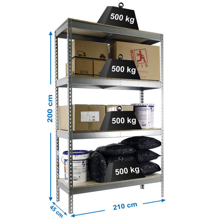 Estantería industrial Simonrack Simonforte fondo 450 mm, ancho 2100 mm