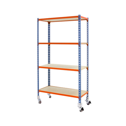 Estantería con baldas de madera Simonrack Maderclick Mobile 4/300 Azul + Naranja + Madera