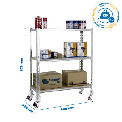 Estantería con baldas de madera Simonrack Maderclick Mobile 3/300