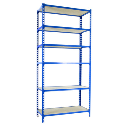 Estantería con baldas de madera Simonrack Maderclick Megaplus Azul + Madera 2500 x 1200 x 500 mm · 6 estantes
