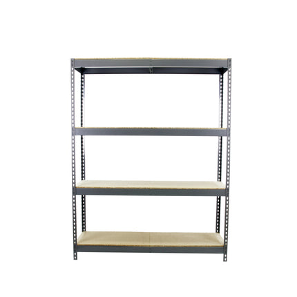 Estantería industrial Simonrack Simonforte fondo 450 mm, ancho 2100 mm Gris + Madera 2000 x 2100 x 450 mm 4 estantes · 2104-4