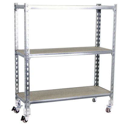 Estantería con baldas de madera Simonrack Maderclick Mobile Superplus Galvanizado + Madera 975 x 1100 x 500 mm · 3 estantes