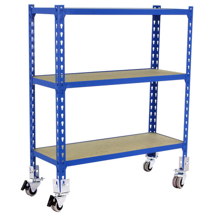 Estantería con baldas de madera Simonrack Maderclick Mobile Superplus Azul + Madera 975 x 1100 x 500 mm · 3 estantes