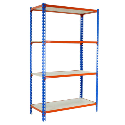 Estantería con baldas de madera Simonrack Maderclick PLUS Azul + Naranja + Madera 1500 x 1000 x 500 mm · 4 estantes
