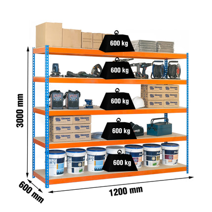 Estantería industrial Simonrack Simonforte fondo 600 mm, anchos 1200 y 1800 mm