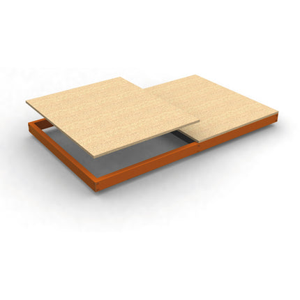 Estantería industrial Simonrack Simonforte 1800 x 900 mm Naranja + Madera 77 x 1800 x 900 mm 