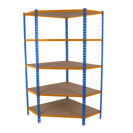 Estantería con baldas de madera Simonrack Maderclick Azul + Naranja + Madera 1800 x 900 x 500 mm · 5 estantes