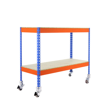 Estantería industrial Simonrack Simonforte fondo 600 mm, anchos 1200 y 1800 mm Azul + Naranja 975 x 1200 x 600 mm 2 estantes