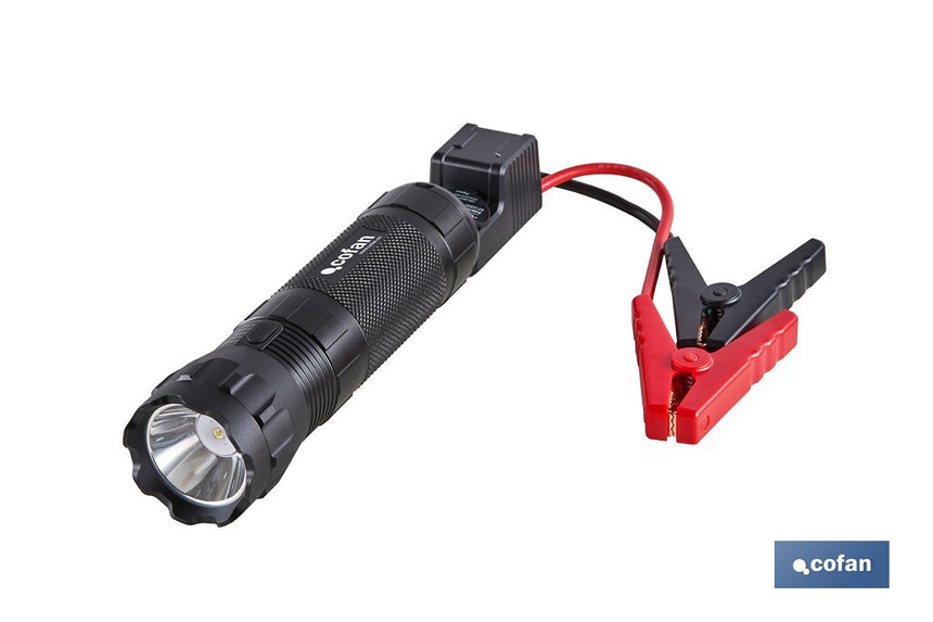 Arrancador portátil de baterías 600 A | Con linterna LED y power bank USB | 330 lúmenes | Adecuado para coches de gasolina hasta 5000 cc y diésel hasta 3000 cc