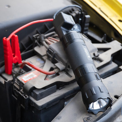 Arrancador portátil de baterías 600 A | Con linterna LED y power bank USB | 330 lúmenes | Adecuado para coches de gasolina hasta 5000 cc y diésel hasta 3000 cc