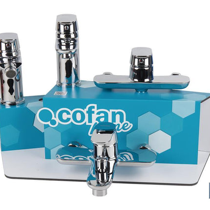 Kit de Grifería con Expositor para Grifos de Baño Modelo Rift | Ideal para exponer grifos | Capacidad de 5 unidades