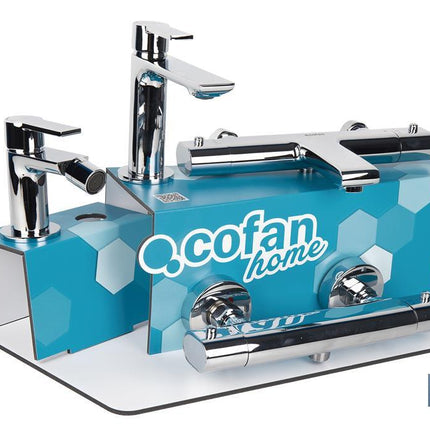 Kit de Grifería con Expositor para Grifos de Baño Modelo Matheson | Ideal para exponer grifos | Capacidad de 5 unidades