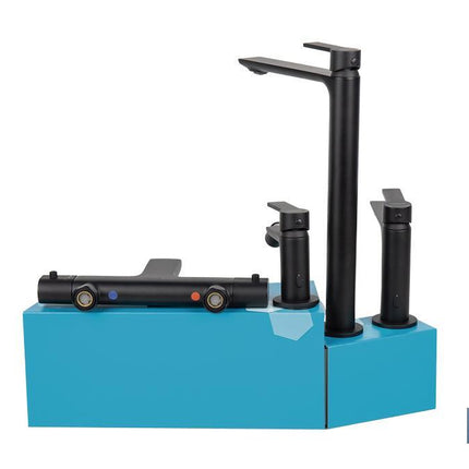 Kit de Grifería con Expositor para Grifos de Baño Modelo Kerch | Ideal para exponer grifos | Capacidad de 5 unidades