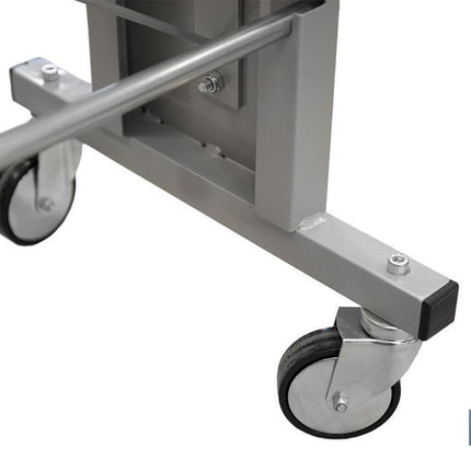 Expositor de hules y manteles horizontal | Material: metal y aluminio | Ruedas incluidas | Capacidad para 22 rollos | Medidas: 1,67 m de ancho x 1,55 m alto x 40 cm de profundidad
