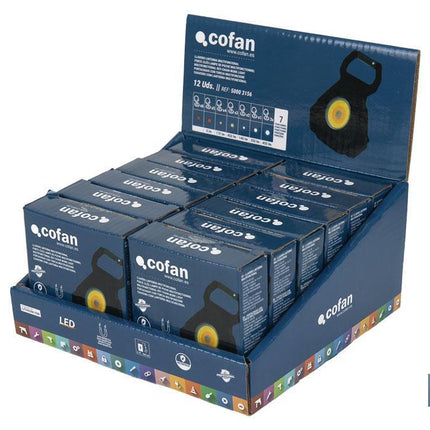 Expositor de Linternas Pequeñas Cob Led Recargables | Incluye 12 Unidades