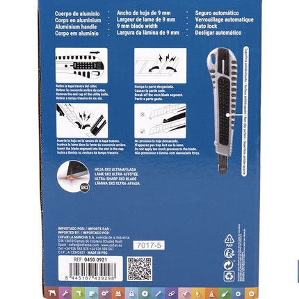 Expositor de cúteres de aluminio Cofan · Foto del fabricante