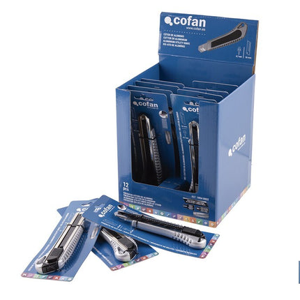 Expositor de cúteres de aluminio Cofan · Foto del fabricante