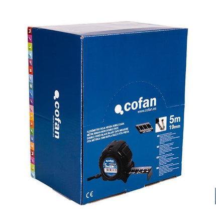 Expositor para flexómetros con hoja de nylon negra y doble cara de Cofan