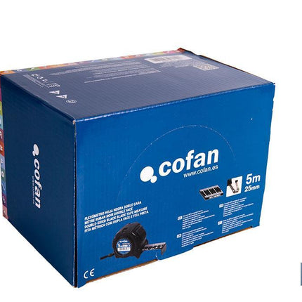 Expositor para flexómetros con hoja de nylon negra y doble cara de Cofan