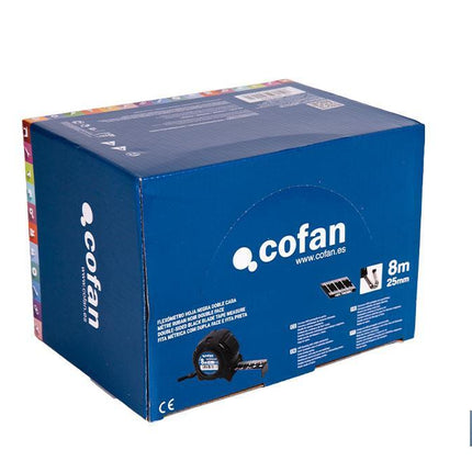 Expositor para flexómetros con hoja de nylon negra y doble cara de Cofan