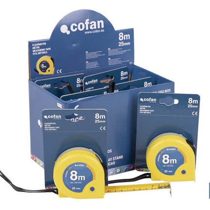 Expositores de flexómetros con bloqueo de hoja Cofan · Foto del fabricante