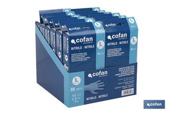 Expositor de cajas dispensadoras de guantes de nitrilo sin polvo Cofan · Imagen de la familia