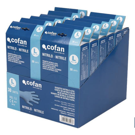 Expositor de cajas dispensadoras de guantes de nitrilo sin polvo Cofan · Foto del fabricante