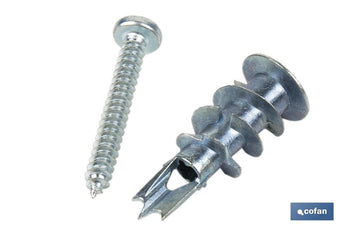 Taco de Zamak metálico con tornillo DIN 7981 para Placas Cofan · Imagen de la familia