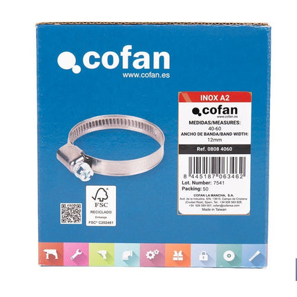 Abrazaderas Metálicas Inoxidable A-2. Banda 12mm Cofan · Foto del fabricante