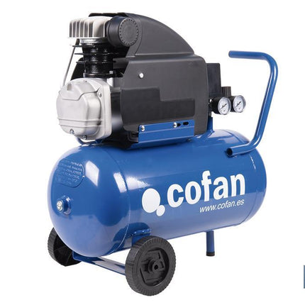 Compresor de aire de pistón coaxial | Motor de 2 HP | Compresor monofásico 230 V | Presión máxima: 8 bares | Depósito de 24 litros | Medidas: 61 x 31 x 58 cm
