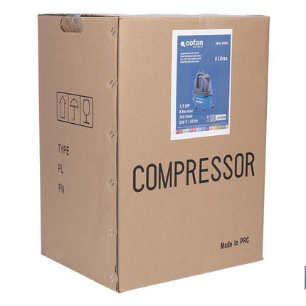 Compresor de pistón coaxial portátil 1,5 HP | Ultraligero y compacto | 6 litros | 2450 rpm | Para uso doméstico y profesional
