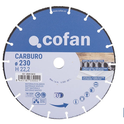 Disco especial carburo materiales blandos Cofan