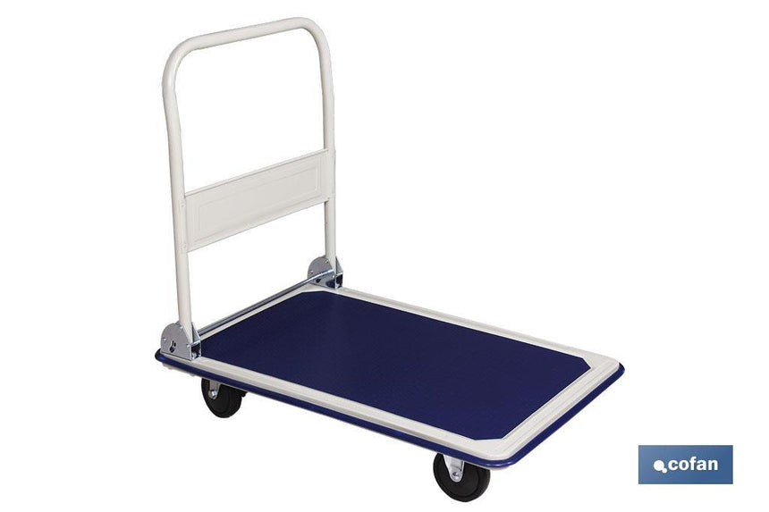 Carro plataforma plegable de acero con ruedas y freno. Carretilla de carga antideslizante hasta 300 kg