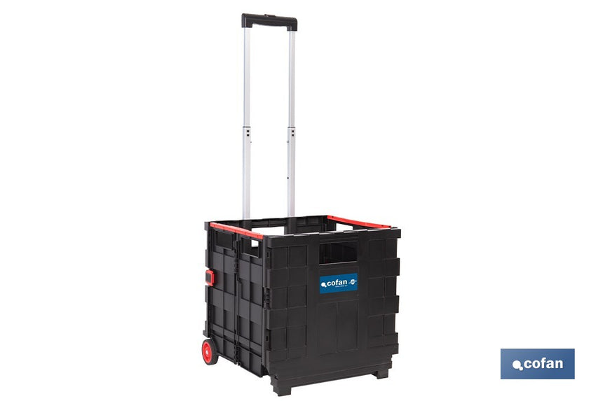 Trolley plegable con asa telescópica | Material: PP | Mango ergonómico | Carga máxima: 25 kg | Compacto y fácil de montar