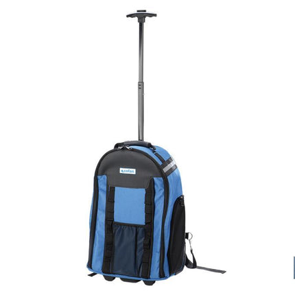 Mochila portaherramientas con múltiples bolsillos, ruedas y barra extensible | Peso de carga máximo de 20 kg | Medidas: 35 x 20 x 50 cm