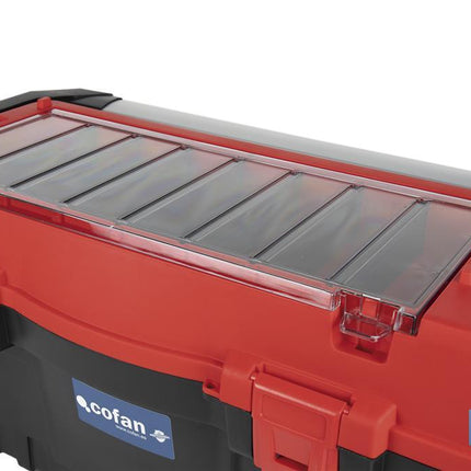 Caja de herramientas con organizadores, refuerzos y cierres en ABS | Medidas: 59,5 x 28,8 x 30,8 cm